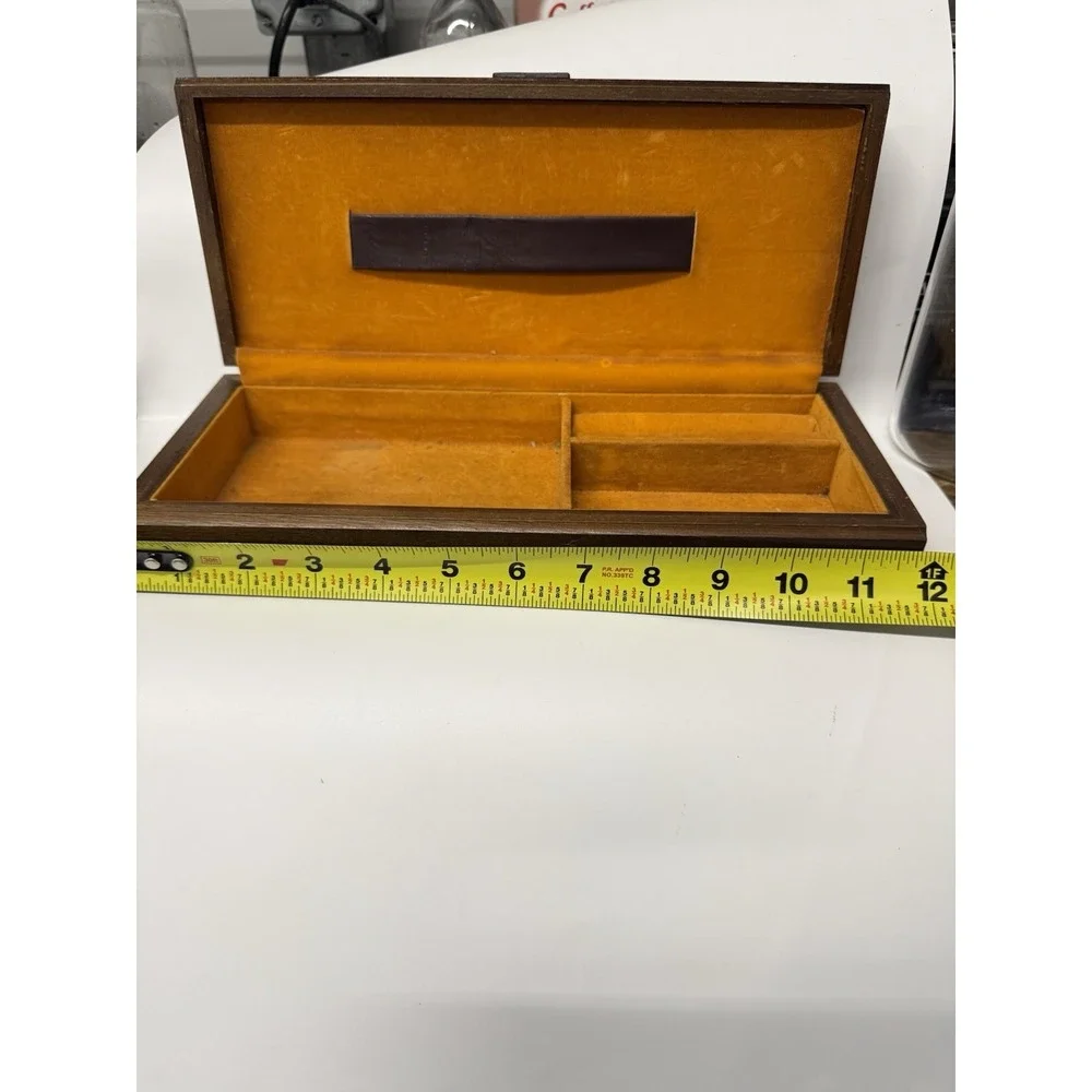 Vintage Wooden Jewelry Box With Wicker Lid